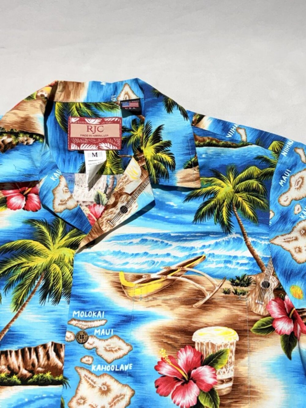 Vintage RJC Mens Hawaiian Shirt Medium Multi 100% Cotton MADE IN Hawaii USA